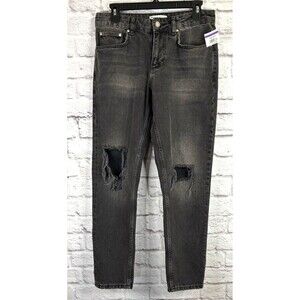 ASOS Design Men's Black Skinny Distressed Denim Jeans Ripped Size‎ 28 x 30 NEW